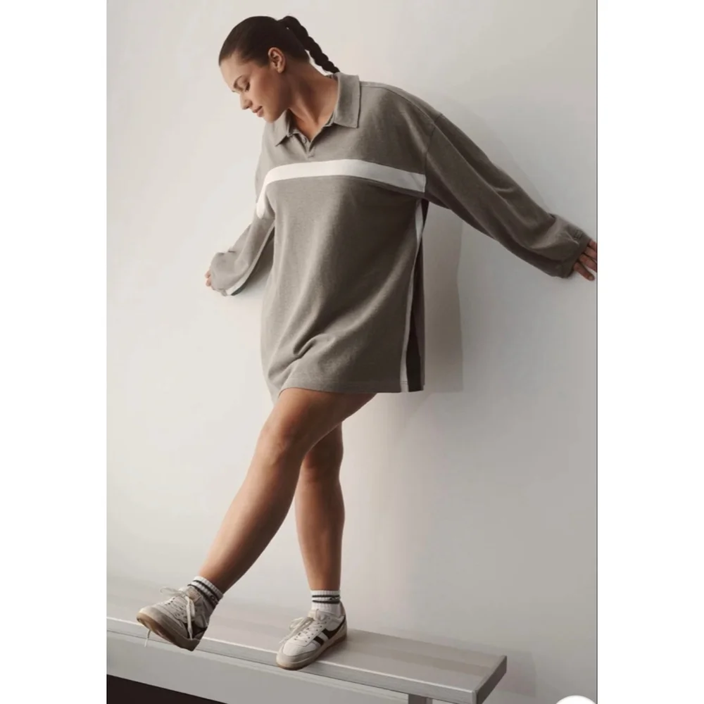 Gola x Anthropologie Team Jersey Mini Dress NWT Size Large Gray - Picture 1 of 7